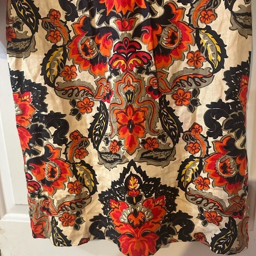 J‎ Crew Dress 100% Linen Floral Shift Dress with Pockets. Size 4.